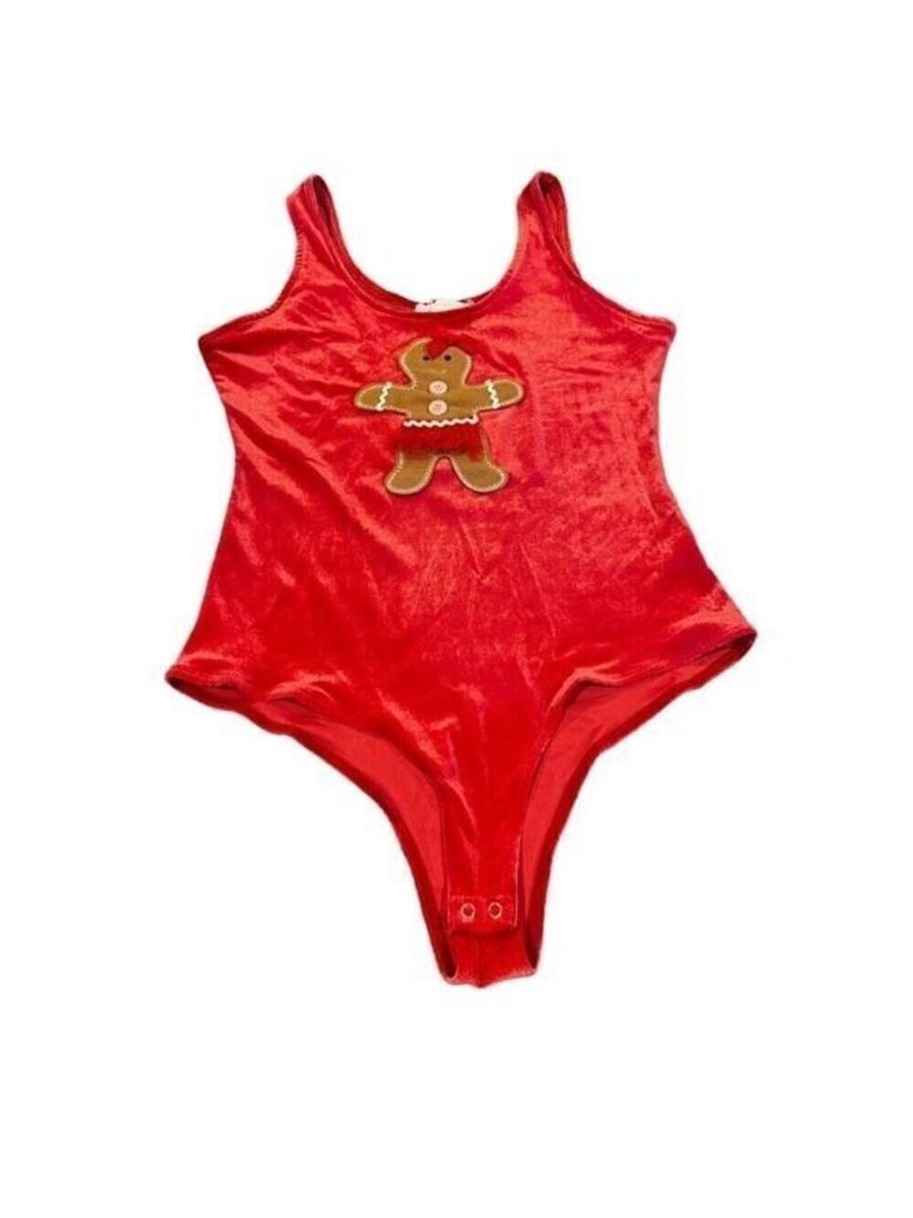 Christmas ugly sweater red velvet bodysuit size S